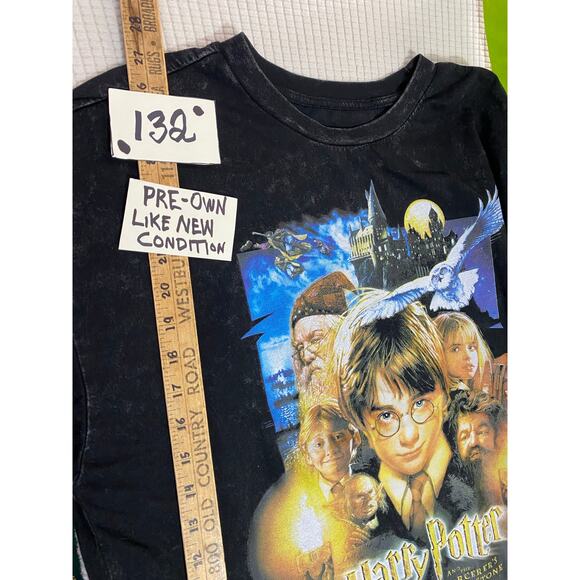 Harry Potter and the Sorcerer’s Stone Graphic T-Shirt Black Vintage Tee Medium - Picture 4 of 8